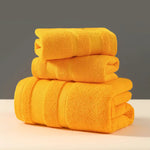 Yellow Luxury 3-Piece 100% Cotton Towel Set - Bath Hand & Face Towels - Home & Garden > Bathroom Accessories > Bath