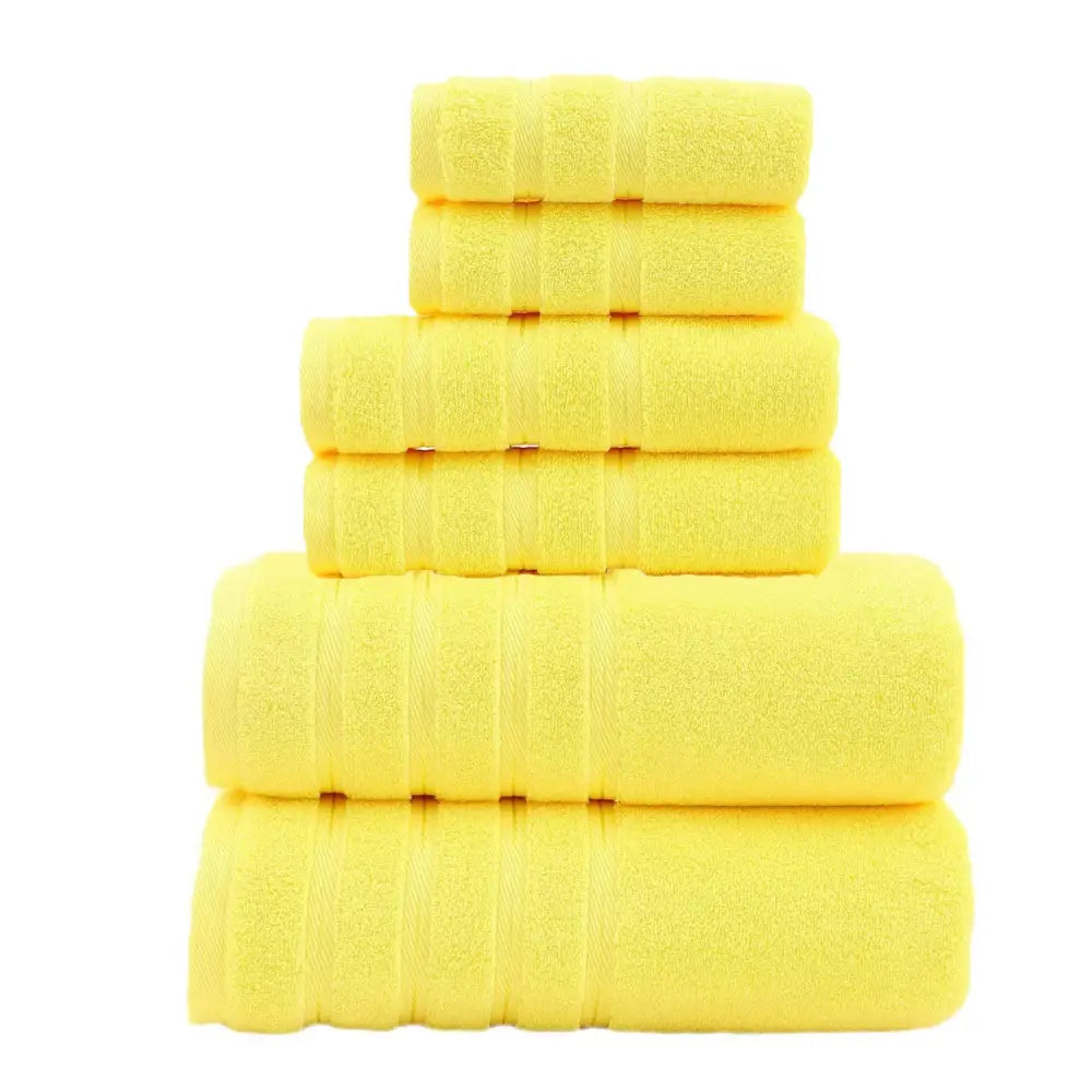 Yellow Luxury Cotton Towel Set - 6-Piece Ultra-Soft Bath Hand and Washcloth Set - Home & Garden > Bathroom Accessories