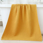 Yellow Luxury Cotton Waffle Bath Towel Soft Quick-Drying Water Absorbent Unisex for Home Use - Home & Garden > Bathroom