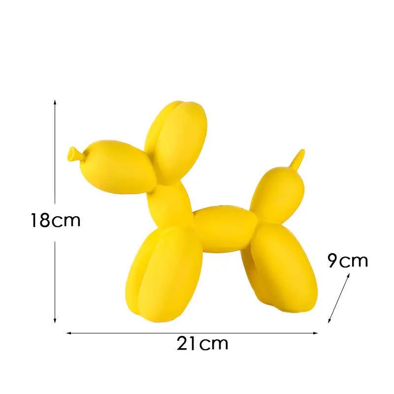 Yellow Modern Resin Balloon Dog Sculpture - Playful Art Figurine with Golden Snout Accent - Home & Garden > Decor >