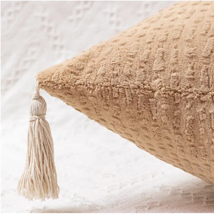 Yellow Pillow Covers - Tassel Accent Cushion Covers - 45x45cm (Set of 2) - Home & Garden > Bedding > Pillowcases