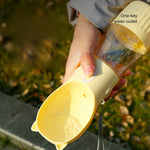 Yellow Portable Dog Water Bottle with Built-in Bowl Dispenser - 250ml Water,180ml Food Capacity Leak-proof for Travel