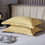 Yellow Pure Cotton Flannel Pillowcase Set - Soft Thickened Solid Color (Pair 48x74cm) - Home & Garden > Bedding >