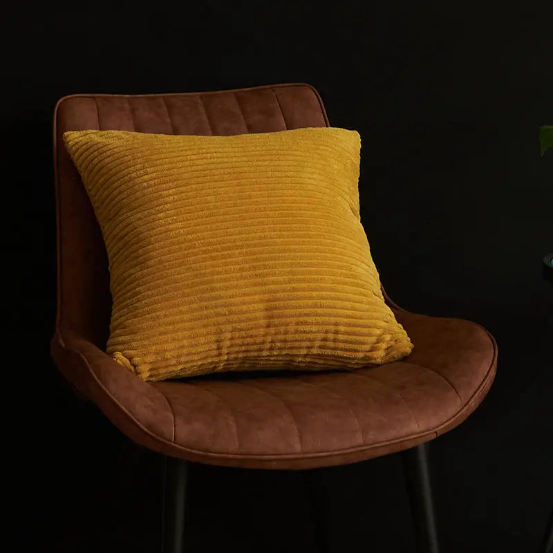 Yellow Set of 4 Corduroy Pillow Covers - Solid Color Minimalist Throw Cushion Covers - 45x45cm (Pillow Inserts