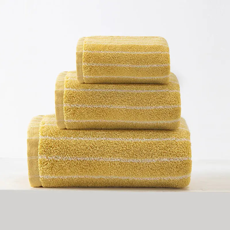 Yellow Soft and Absorbent Cotton Towel Set | 3-Piece Luxury Bath Towels - Ideal for Adults Face & Bath Towels - Home &