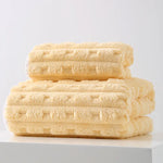 Yellow Thickened Coral Fleece Towel Set Large Bath Towel & Face Towel Combo Soft & Absorbent Towels for Home Use - Home