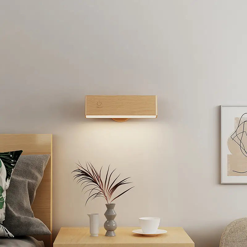 Yellow Touch-Control Dimmable Wooden LED Wall Light - Minimalist Design - Home & Garden > Lighting > Wall Lights
