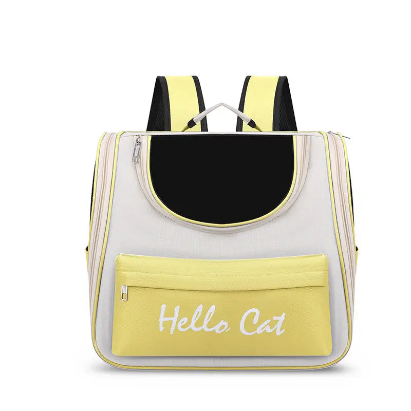 Yellow Transparent Pet Carrier Backpack for Cats and Small Dogs - Pet Care > Cat Supplies > Cat Carriers & Crates