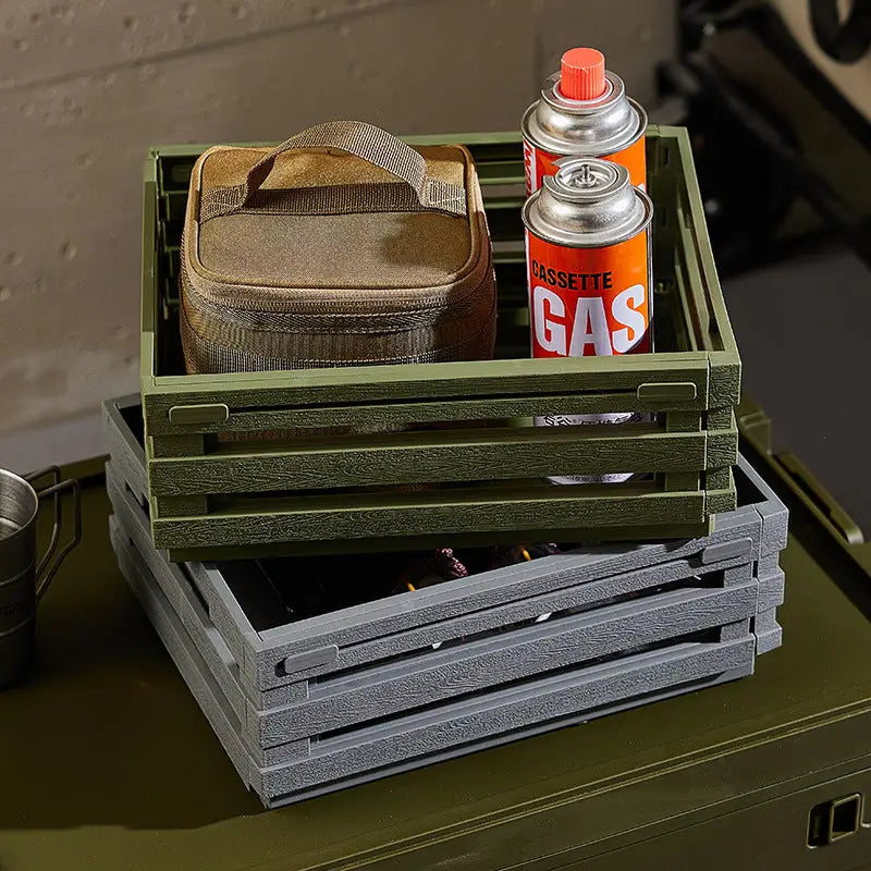 Yellowish Foldable Industrial Storage Crates - Portable Outdoor Collapsible Storage Box for Home and Travel - Furniture