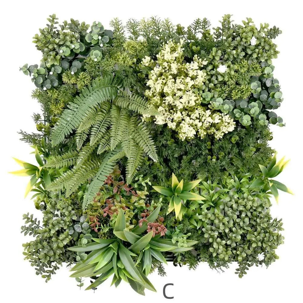 YES4HOMES 3 Artificial Plant Wall Grass Panels Vertical Garden Foliage Tile Fence 50X50 CM - Home & Garden > Artificial