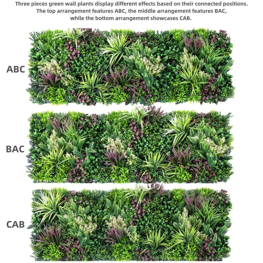 YES4HOMES 3 Artificial Plant Wall Grass Panels Vertical Garden Foliage Tile Fence 50X50 CM - Home & Garden > Artificial