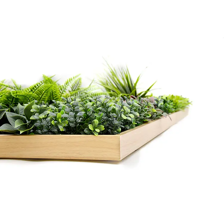 YES4HOMES 3D 1Mx1M Green Artificial Plants Wall Panel Flower Wall With Frame Vertical Garden UV Resistant Frame - Home
