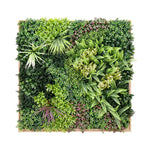 YES4HOMES 3D 1Mx1M Green Artificial Plants Wall Panel Flower Wall With Frame Vertical Garden UV Resistant Frame - Home