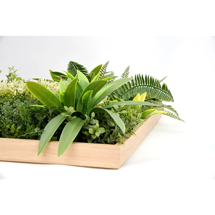 YES4HOMES 3D Green Artificial Plants Wall Panel Flower Wall With Frame Vertical Garden UV Resistant 50X50CM - Home &