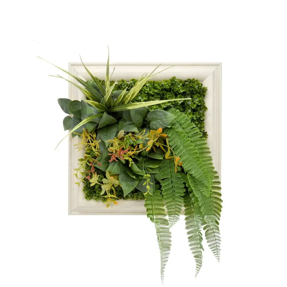YES4HOMES 3D Green Artificial Plants Wall Panel Flower Wall With Frame Vertical Garden UV Resistant 33X33CM - Home &