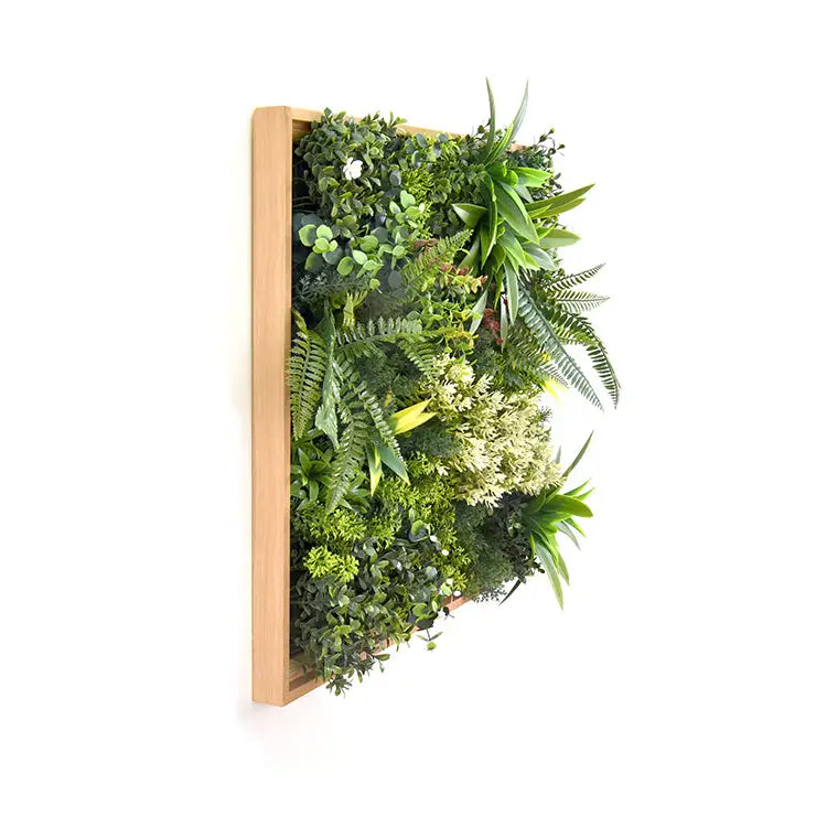YES4HOMES 3D Green Artificial Plants Wall Panel Flower Wall With Frame Vertical Garden UV Resistant 50X50CM - Home &