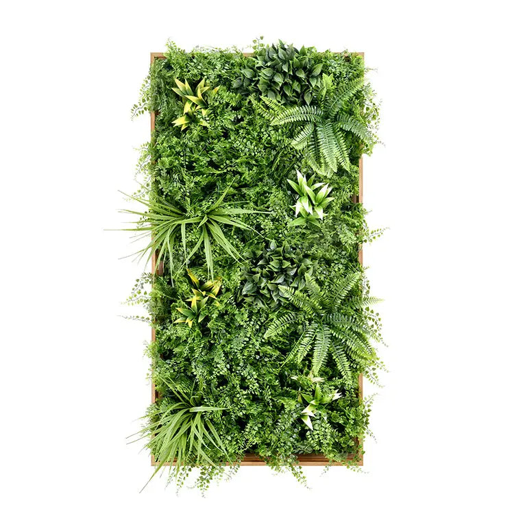 YES4HOMES 3D Green Artificial Plants Wall Panel Flower Wall With Frame Vertical Garden UV Resistant 50X100CM - Home &