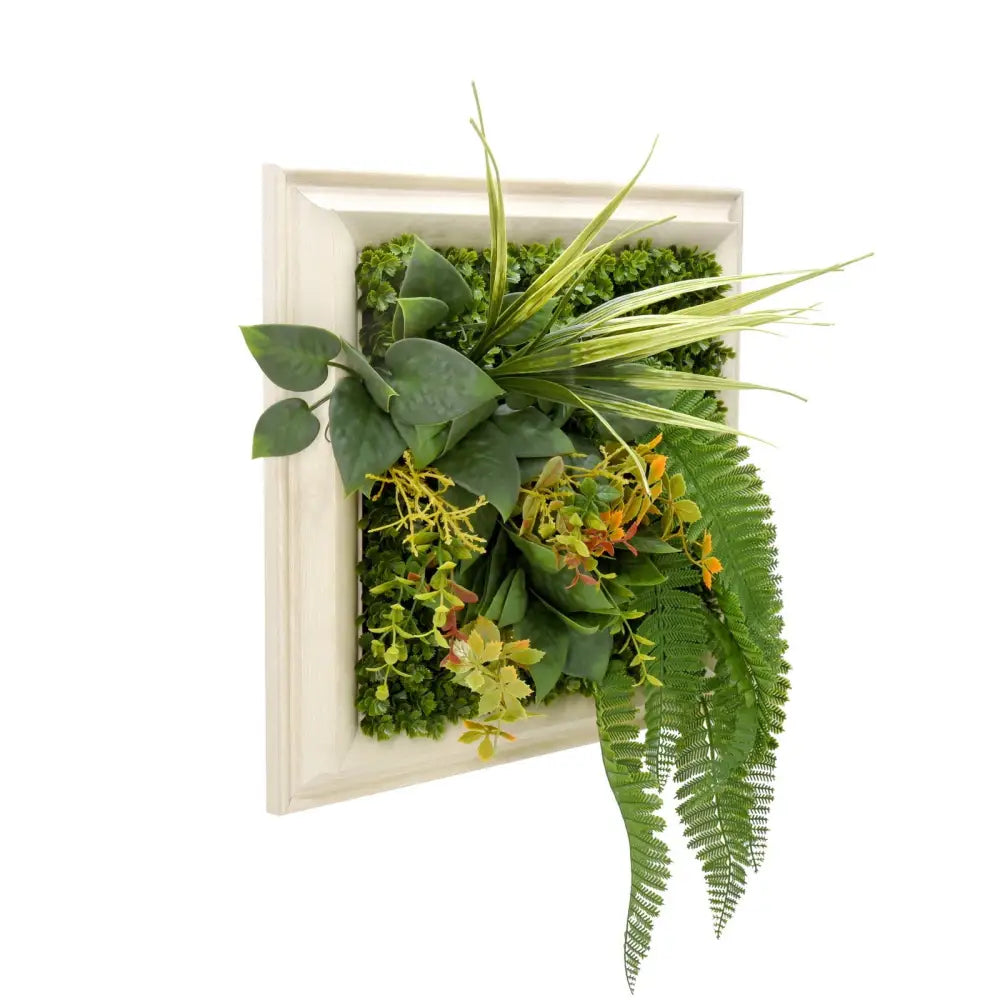 YES4HOMES 3D Green Artificial Plants Wall Panel Flower Wall With Frame Vertical Garden UV Resistant 33X33CM - Home &