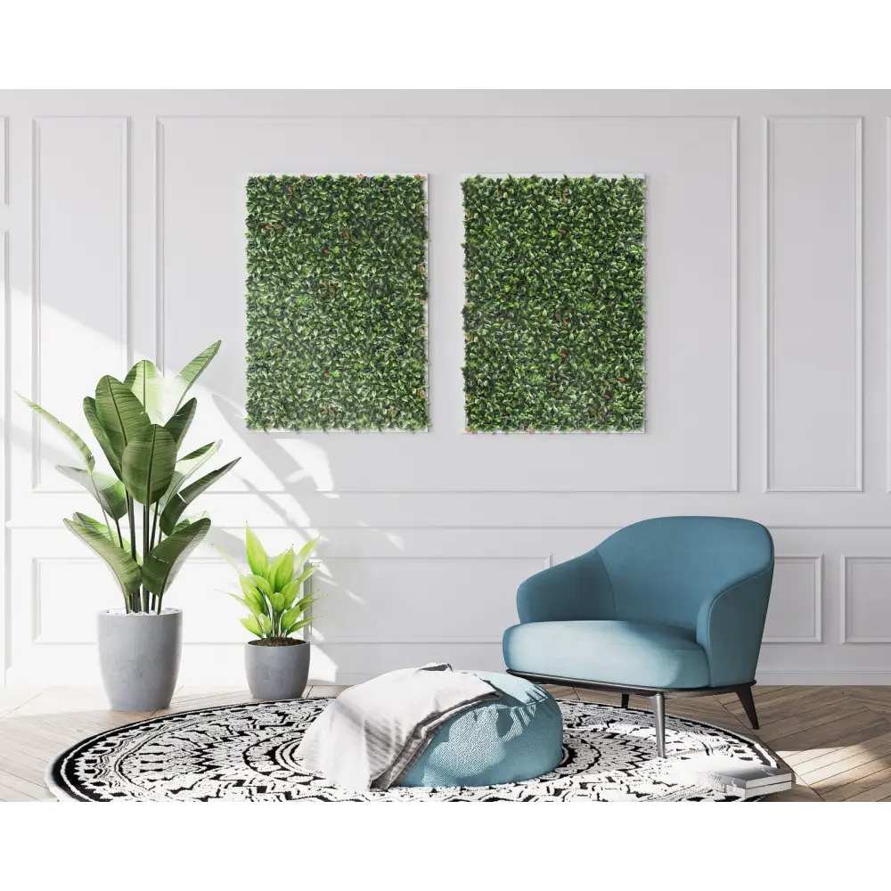 YES4HOMES 4 x Garden Vertical Wall Hanging Artificial Plants Interlocking Tile Hedge Green UV 50x50cm - Home & Garden >