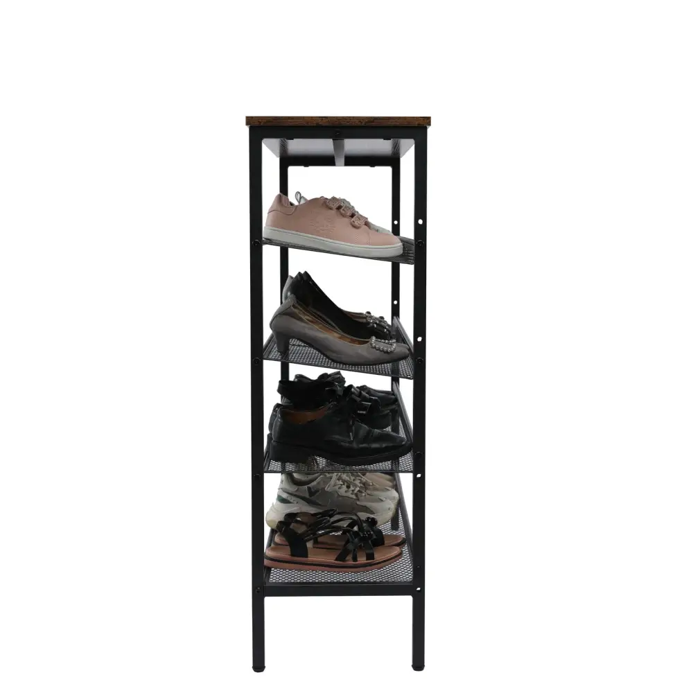 YES4HOMES 5-Tier Large Shoe Rack Shelf Stand Flat & Slant Adjustable Storage Organizer 100 cm - Furniture > Living Room