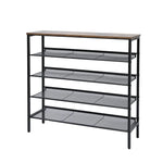 YES4HOMES 5-Tier Large Shoe Rack Shelf Stand Flat & Slant Adjustable Storage Organizer 100 cm - Furniture > Living Room