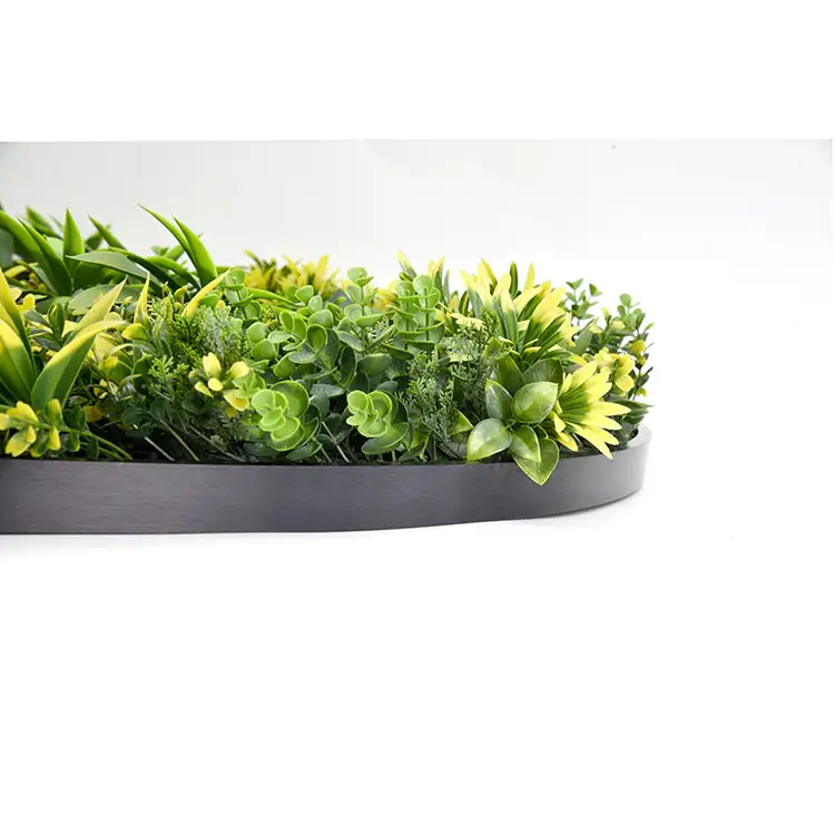 YES4HOMES Artificial Green Wall Plant Panel Disc Garden Flower Art 100cm Grassy UV Resistant-Fireworks Black Frame