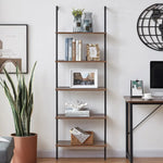 YES4HOMES Industrial Ladder Shelf Wood Wall-Mounted Bookcase Storage Rack Shelves Display - Furniture > Living Room