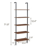YES4HOMES Industrial Ladder Shelf Wood Wall-Mounted Bookcase Storage Rack Shelves Display - Furniture > Living Room