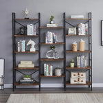 YES4HOMES Industrial Shelf Bookshelf Vintage Wood and Metal Bookcase Furniture for Home & Office - Furniture > Office