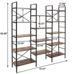 YES4HOMES Industrial Shelf Bookshelf Vintage Wood and Metal Bookcase Furniture for Home & Office - Furniture > Office