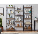 YES4HOMES Industrial Vintage Shelf Bookshelf Wood and Metal Bookcase Furniture for Home & Office - Furniture > Office