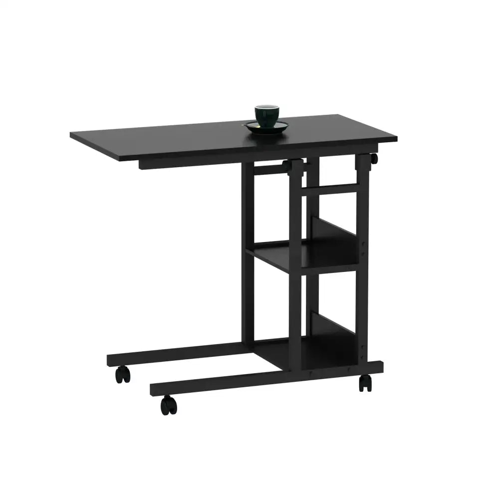 YES4HOMES Side Table with Storage Shelves Height Adjustable Sofa Couch Coffee End Table Bedside Table Laptop Desk