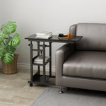 YES4HOMES Side Table with Storage Shelves Height Adjustable Sofa Couch Coffee End Table Bedside Table Laptop Desk