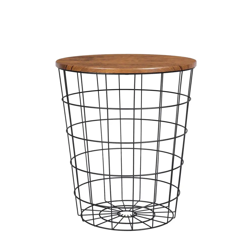 YES4HOMES Vintage Round Coffee Tables Set of 2 Side Tables Robust Steel Frame for Living Room Bedroom Rustic Brown
