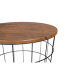 YES4HOMES Vintage Round Coffee Tables Set of 2 Side Tables Robust Steel Frame for Living Room Bedroom Rustic Brown
