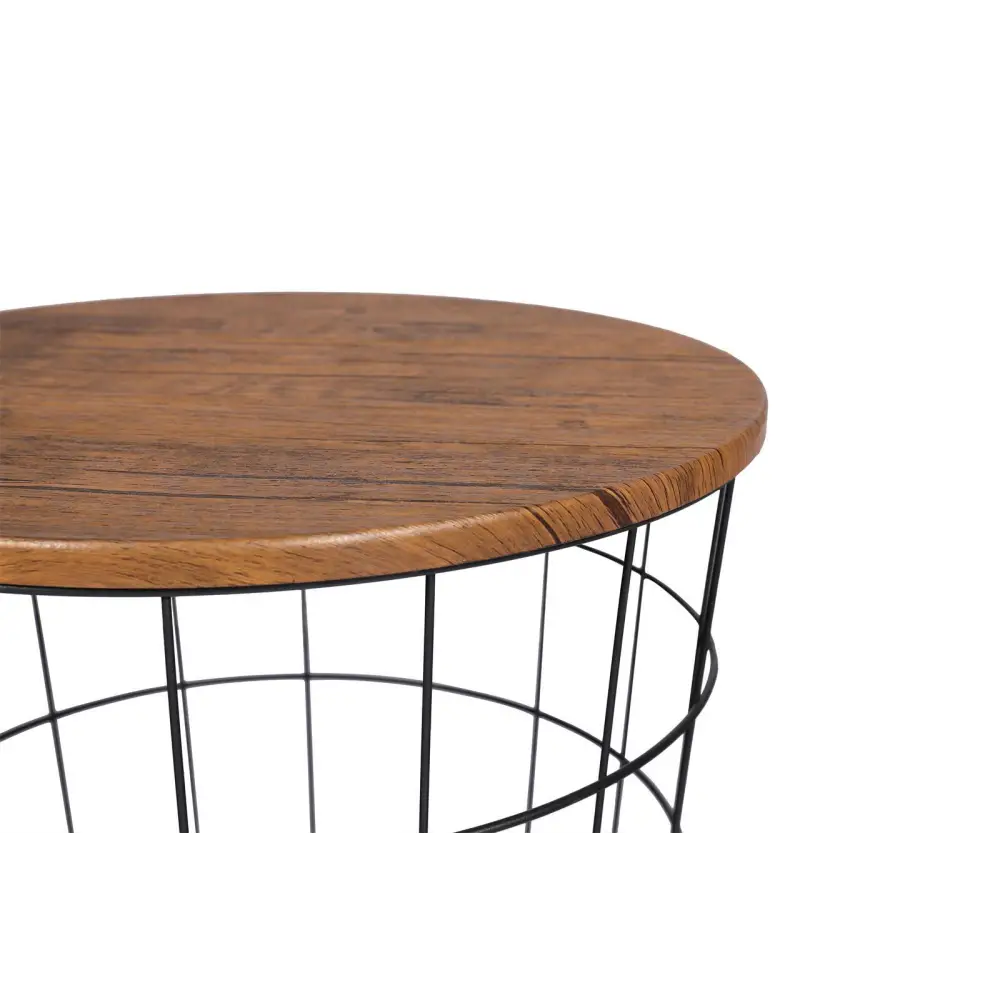 YES4HOMES Vintage Round Coffee Tables Set of 2 Side Tables Robust Steel Frame for Living Room Bedroom Rustic Brown
