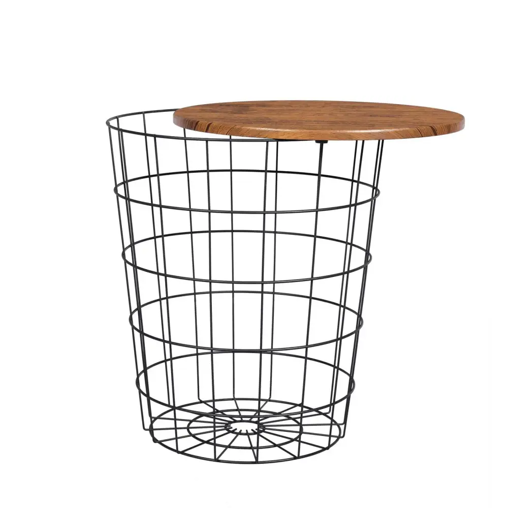 YES4HOMES Vintage Round Coffee Tables Set of 2 Side Tables Robust Steel Frame for Living Room Bedroom Rustic Brown