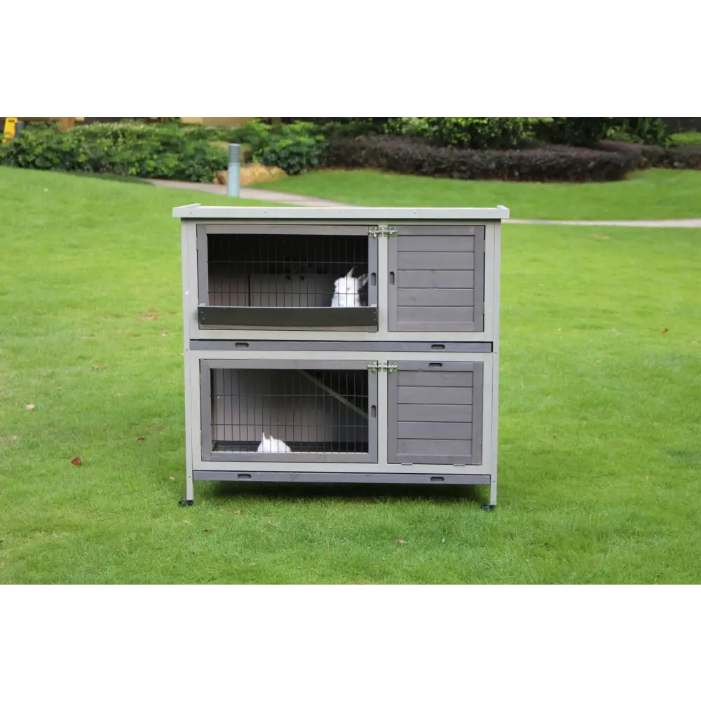 YES4PETS 110cm XL Double Storey Rabbit Hutch Guinea Pig Cage Ferret Cat cage W Wheel & Pull Out Tray - Pet Care > Coops