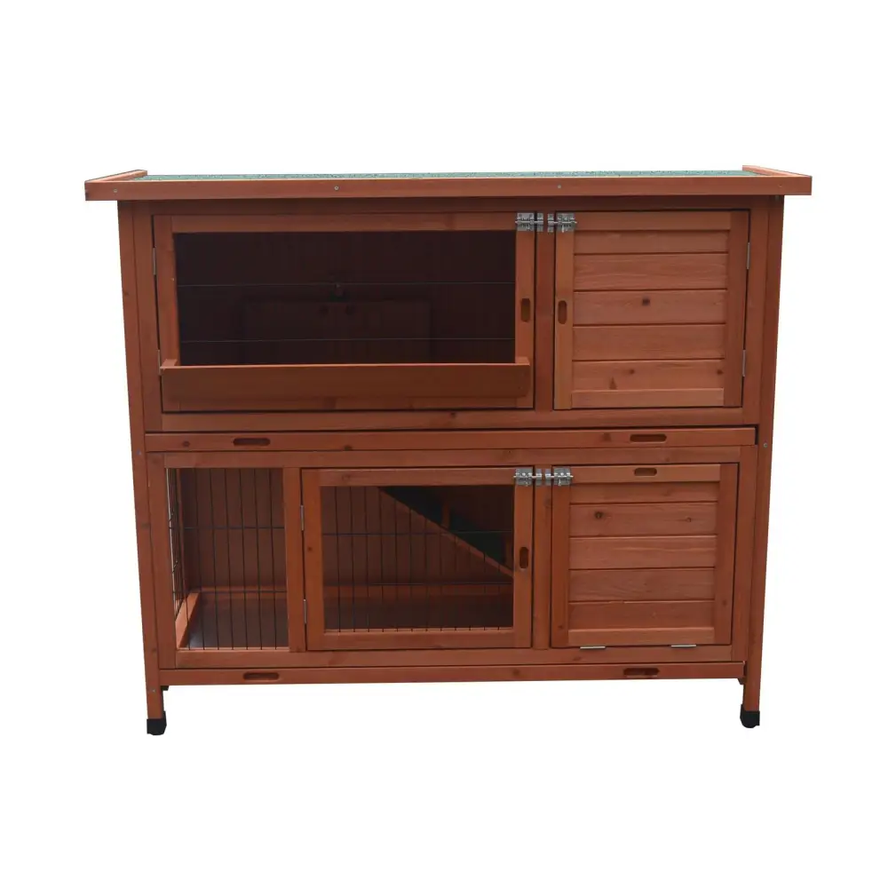 YES4PETS 120cm XL Double Storey Rabbit Hutch Guinea Pig Cage Ferret cage Cat W Pull Out Tray - Pet Care > Coops &