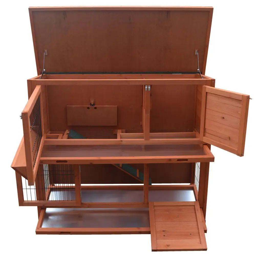 YES4PETS 120cm XL Double Storey Rabbit Hutch Guinea Pig Cage Ferret cage Cat W Pull Out Tray - Pet Care > Coops &