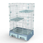 YES4PETS 134 cm Blue Pet 3 Level Cat Cage House With Litter Tray And Storage Box - Pet Care > Cat Supplies > Cat Litter