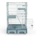 YES4PETS 134 cm Blue Pet 3 Level Cat Cage House With Litter Tray And Storage Box - Pet Care > Cat Supplies > Cat Litter