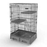 YES4PETS 134 cm Grey Pet 3 Level Cat Cage House With Litter Tray And Storage Box - Pet Care > Cat Supplies > Cat Litter