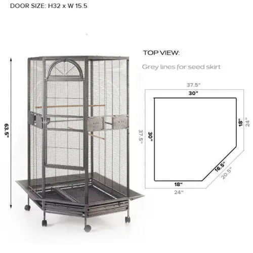 YES4PETS 161 cm XL Corner Bird Cage Pet Parrot Aviary Perch Castor Wheel - Pet Care > Bird > Bird Cages & Stands
