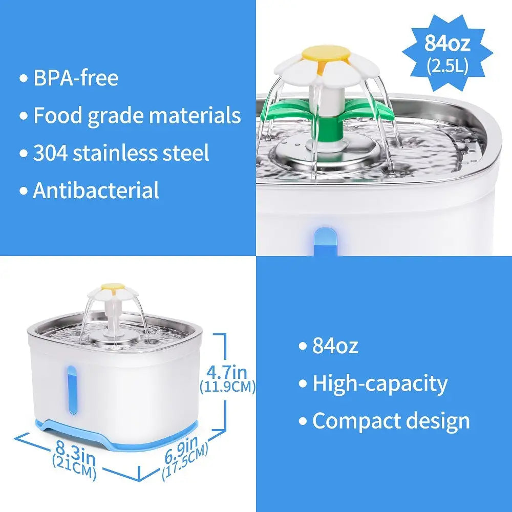 YES4PETS 2.5L Automatic Electric Pet Water Fountain Dog Cat Water Feeder Bowl Dispenser - Pet Care > Dog Supplies > Dog