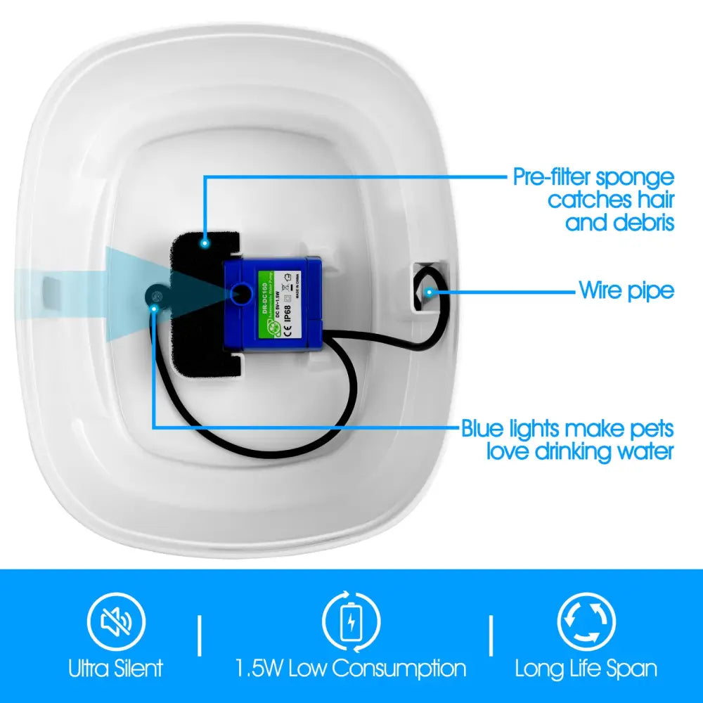 YES4PETS 2.5L Automatic Electric Pet Water Fountain Dog Cat Water Feeder Bowl Dispenser - Pet Care > Dog Supplies > Dog