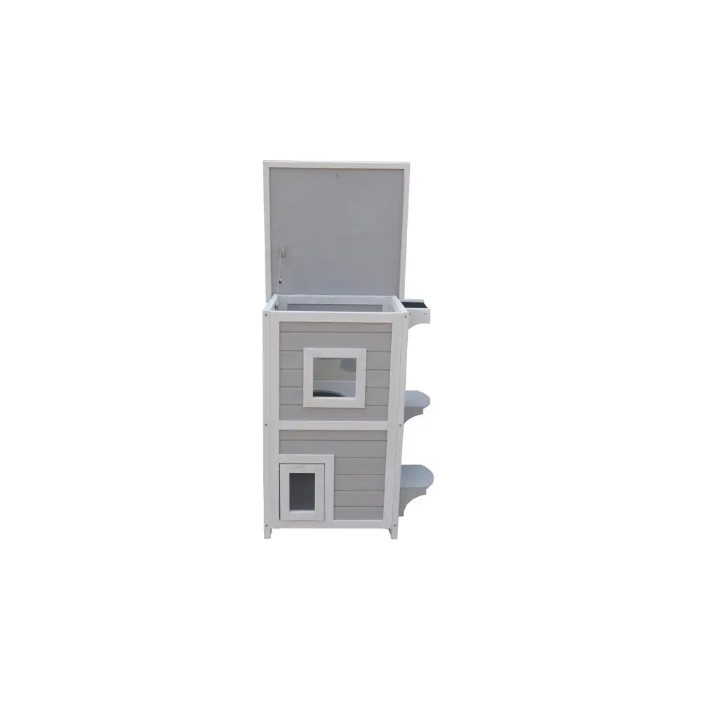 YES4PETS 2 Story Cat Shelter Condo with Escape Door Rainproof Kitty House - Pet Care > Cat Supplies > Cat Furniture