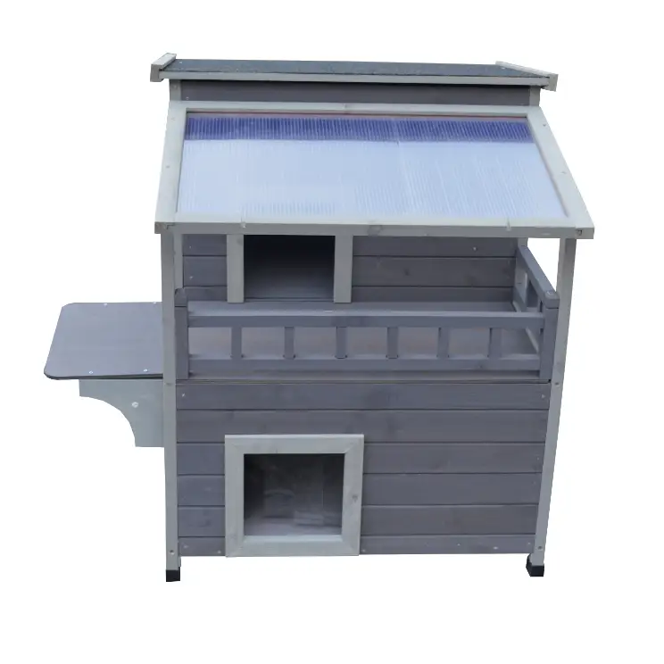 YES4PETS 2 Story Outdoor Cat Shelter Condo with Escape Door Rainproof Kitty House - Pet Care > Cat Supplies > Cat