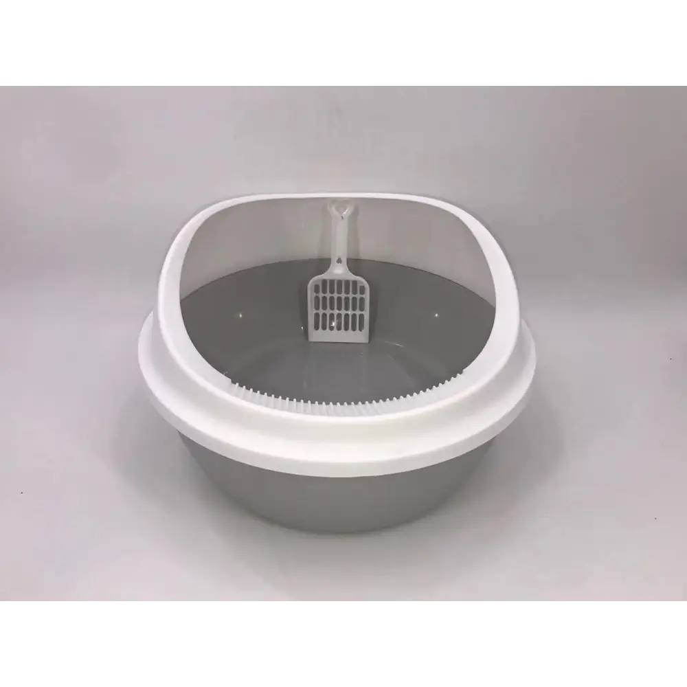 YES4PETS 2 x Grey Round Portable Cat Toilet Litter Box Tray with Scoop - Pet Care > Cat Supplies > Cat Litter
