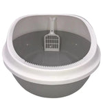 YES4PETS 2 x Grey Round Portable Cat Toilet Litter Box Tray with Scoop - Pet Care > Cat Supplies > Cat Litter